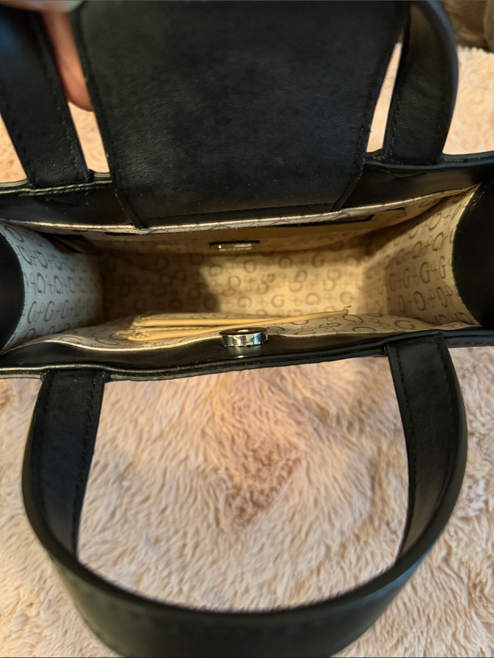 GUESS Black Embossed Logo Mini Tote - Picture 4 of 5